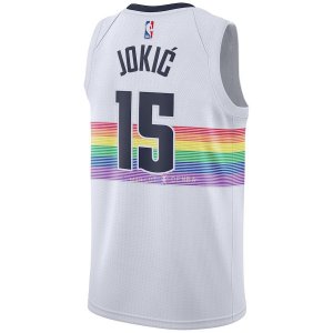 Maillot Denver Nuggets Nike NO.15 Nikola Jokic Nike Blanc Ville 2018/2019