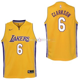 Maillot Enfants L.A.Lakers No.6 Jordan Clarkson Jaune Icon 2017/2018