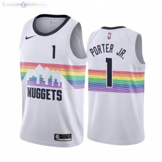 Maillot Denver Nuggets Nike NO.1 Michael Porter Jr. Nike Blanc Ville 2020