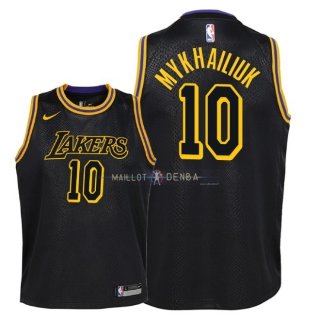 Maillot Enfants Los Angeles Lakers NO.10 Sviatoslav Mykhailiuk Nike Noir Ville 2018