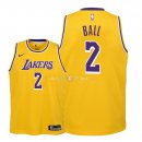 Maillot Enfants Los Angeles Lakers NO.2 Lonzo Ball Jaune Icon 2018-19