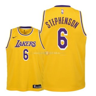 Maillot Enfants Los Angeles Lakers NO.6 Lance Stephenson Jaune Icon 2018-19