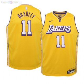 Maillot NBA Enfant Los Angeles Lakers NO.11 Avery Bradley Nike Jaune Ville 2019-20