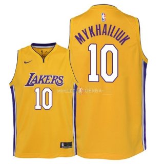 Maillot Enfants Los Angeles Lakers NO.10 Sviatoslav Mykhailiuk Jaune Icon 2018