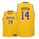 Maillot Enfants Los Angeles Lakers NO.14 Brandon Ingram Jaune Icon 2018-19