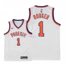 Maillot Enfants Phoenix Suns NO.1 Devin Booker Retro Blanc 2018