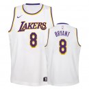 Maillot Enfants Los Angeles Lakers NO.8 Kobe Bryant Blanc Association 2018-19