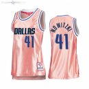 Maillot Femme Dallas Mavericks NO.41 Dirk Nowitzki 75th Anniversaire Rose Or 2022