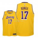 Maillot Enfants Los Angeles Lakers NO.17 Isaac Bonga Jaune Icon 2018-19