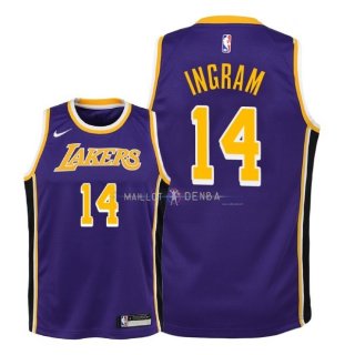 Maillot Enfants Los Angeles Lakers NO.14 Brandon Ingram Pourpre Statement 2018-19