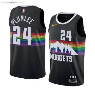 Maillot Denver Nuggets NO.24 Mason Plumlee Nike Noir Ville 2019-20