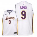 Maillot Enfants Los Angeles Lakers NO.9 Rajon Rondo Blanc Association 2018