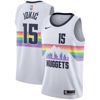 Maillot Denver Nuggets Nike NO.15 Nikola Jokic Nike Blanc Ville 2018/2019