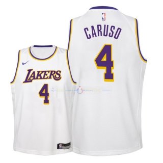 Maillot Enfants Los Angeles Lakers NO.4 Alex Caruso Blanc Association 2018-19