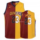 Maillot Enfants Los Angeles Lakers NO.23 Lebron James Rouge Jaune 2018-19