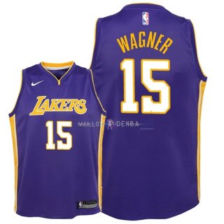 Maillot Enfants Los Angeles Lakers NO.15 Moritz Wagner Pourpre Statement 2018