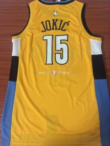 Maillot Denver Nuggets Nike NO.15 Nikola Jokic Jaune Statement