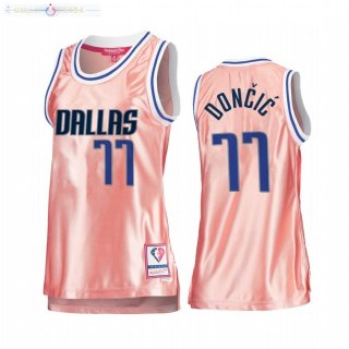 Maillot Femme Dallas Mavericks NO.77 Luka Doncic 75th Anniversaire Rose Or 2022