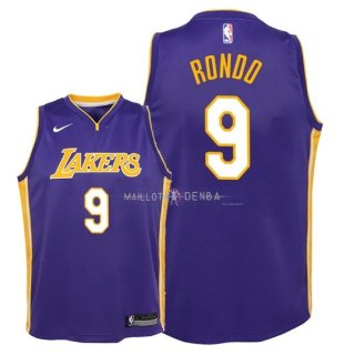 Maillot Enfants Los Angeles Lakers NO.9 Rajon Rondo Pourpre Statement 2018