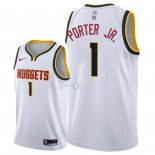 Maillot Denver Nuggets Nike NO.1 Michael Porter Jr Blanc Association 2018/2019