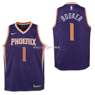 Maillot Enfants Phoenix Suns No.1 Devin Booker Pourpre Icon 2017/2018