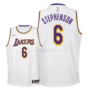 Maillot Enfants Los Angeles Lakers NO.6 Lance Stephenson Blanc Association 2018-19