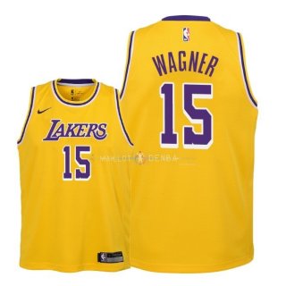 Maillot Enfants Los Angeles Lakers NO.15 Moritz Wagner Jaune Icon 2018-19