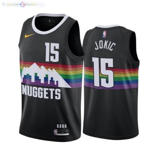 Maillot Denver Nuggets NO.15 Nikola Jokic Nike Noir Ville 2019-20