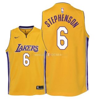 Maillot Enfants Los Angeles Lakers NO.6 Lance Stephenson Jaune Icon 2018