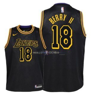 Maillot Enfants Los Angeles Lakers NO.18 Joel Berry II Nike Noir Ville 2018