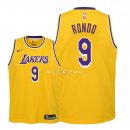 Maillot Enfants Los Angeles Lakers NO.9 Rajon Rondo Jaune Icon 2018-19