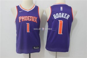 Maillot Enfants Phoenix Suns No.1 Devin Booker Pourpre Icon 2017/2018